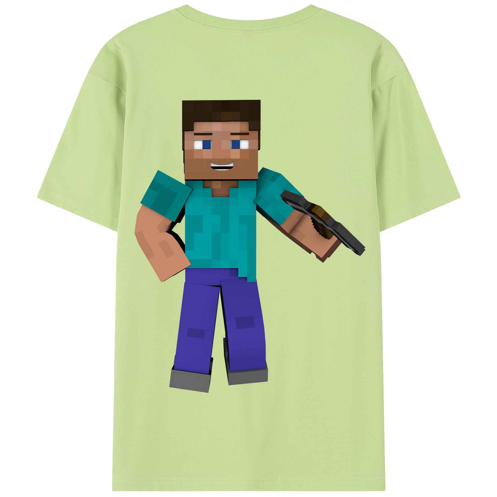 （画像用） マインクラフト ブロックの世界 Minecraft MC Block world 綿100％半袖Tシャツ（背面プリント）